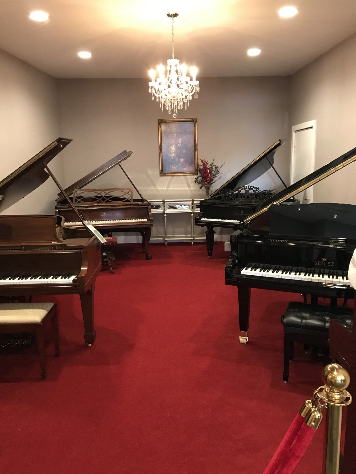 Elegant grand piano on concert stage